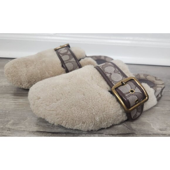 Coach Women's Sz. 7.5 Shearling Clog In Natural - Picture 1 of 7